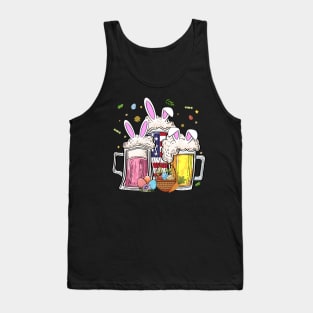 Easter Bunny Beer Egg Drinking Party Amarican Flag Tank Top